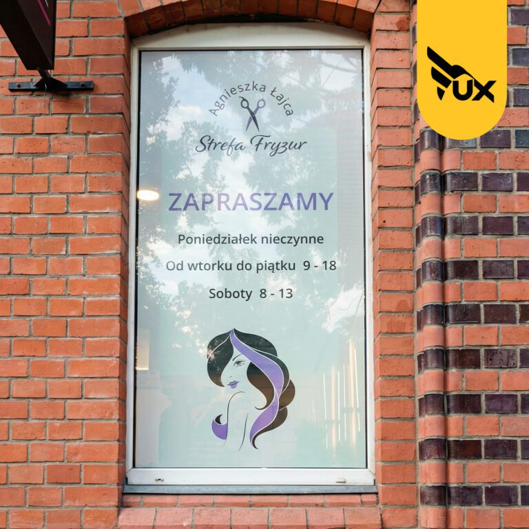 Agnieszka Łajca Strefa Fryzur - oklejanie witryn